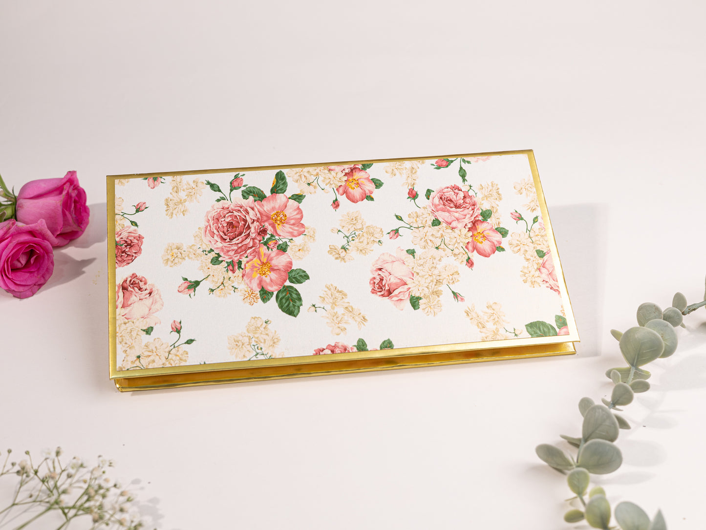 White Floral Design Eleven Ginni/Coin Box