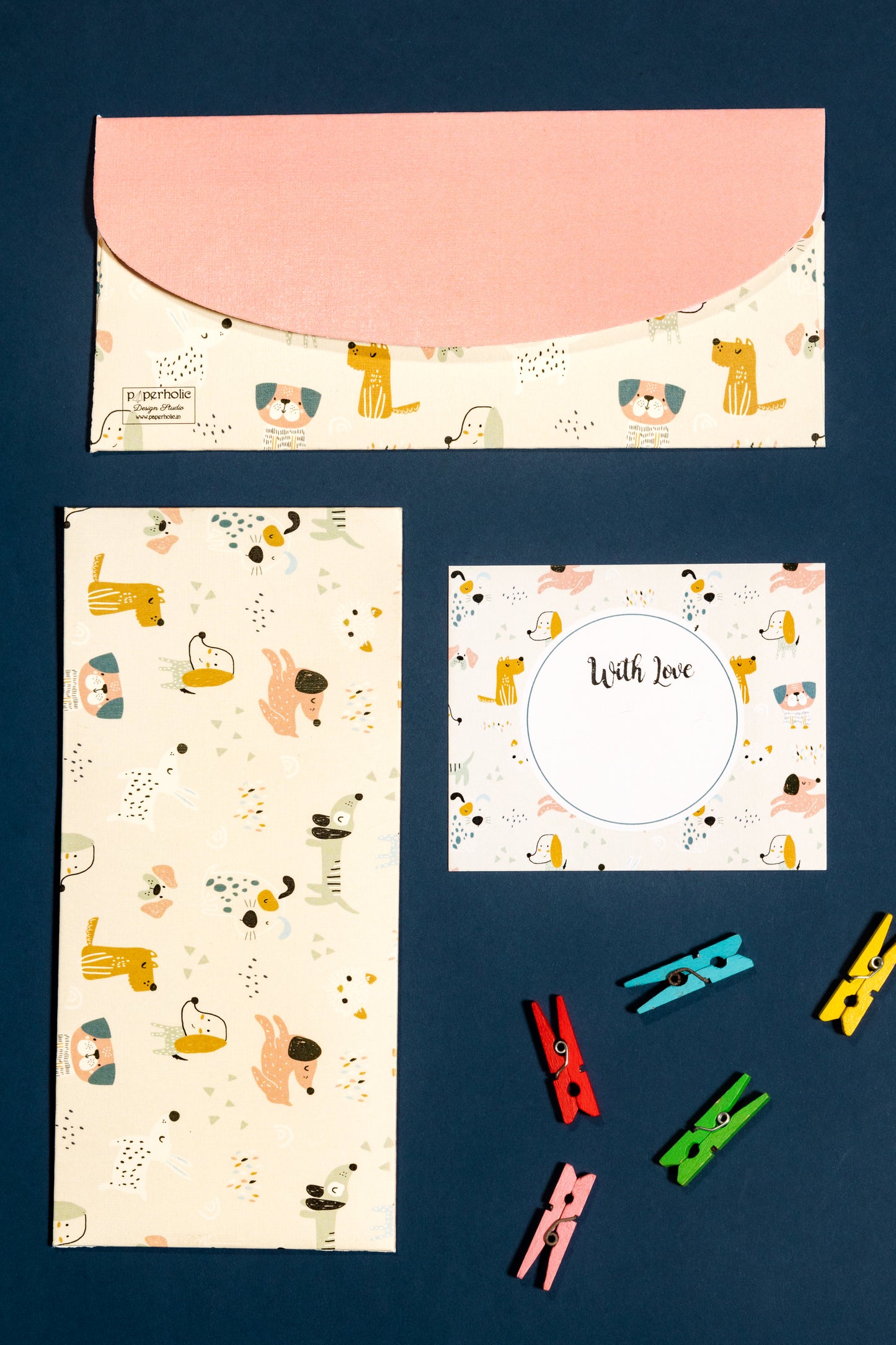 Pink Dog Theme Money Envelope & Flat Tag Combo