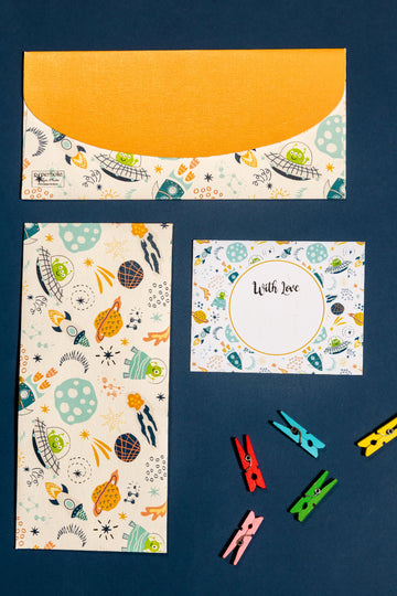 Space Theme Money Envelope & Flat Tag Combo