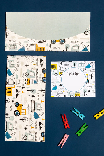 Truck Theme Money Envelope & Flat Tag Combo