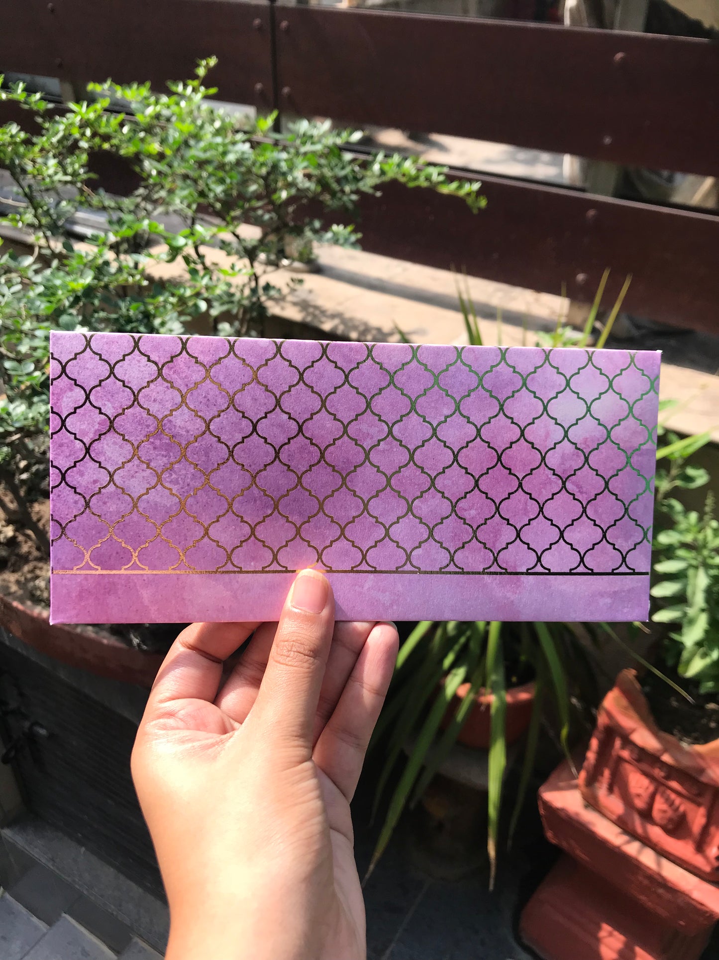 Watercolor Moroccan Design Gold Foiled Money Envelopes