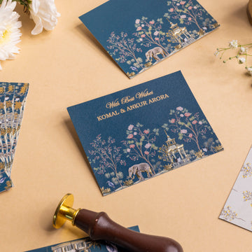 Heritage Bloom Theme Flat Gift Tags (Blue)