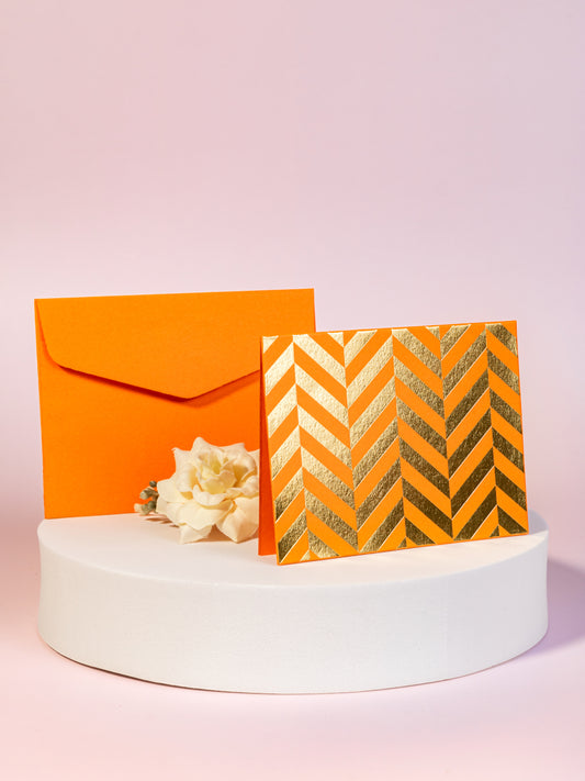 Chevron Theme Gold Foiled Folded Gift Tags-Orange