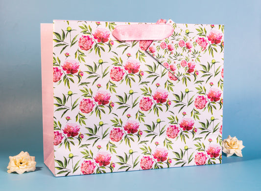 Peonies Theme Gift Bag Medium