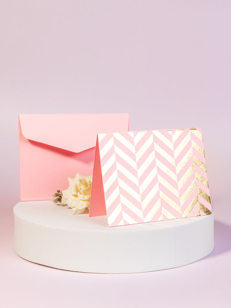 Chevron Theme Gold Foiled Folded Gift Tags-Light Pink