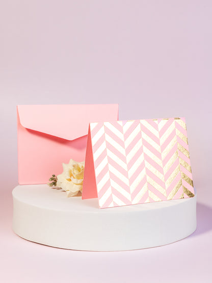 Chevron Theme Gold Foiled Folded Gift Tags-Light Pink