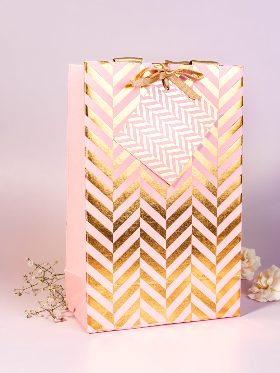 Chevron Theme Gift Bags Small-Light Pink