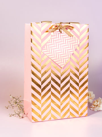 Chevron Theme Gift Bags Small-Light Pink