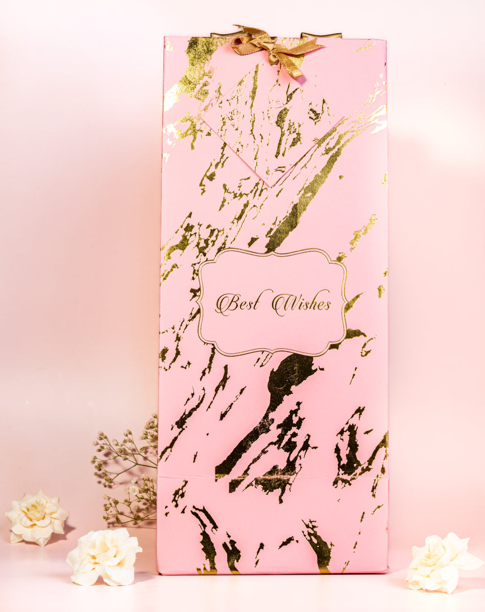 Marble Theme Wine/Bottle Bags- Light Pink