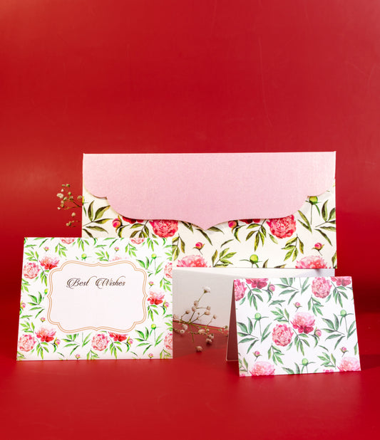 Pink Peonies Design Envelope & Tag Combo