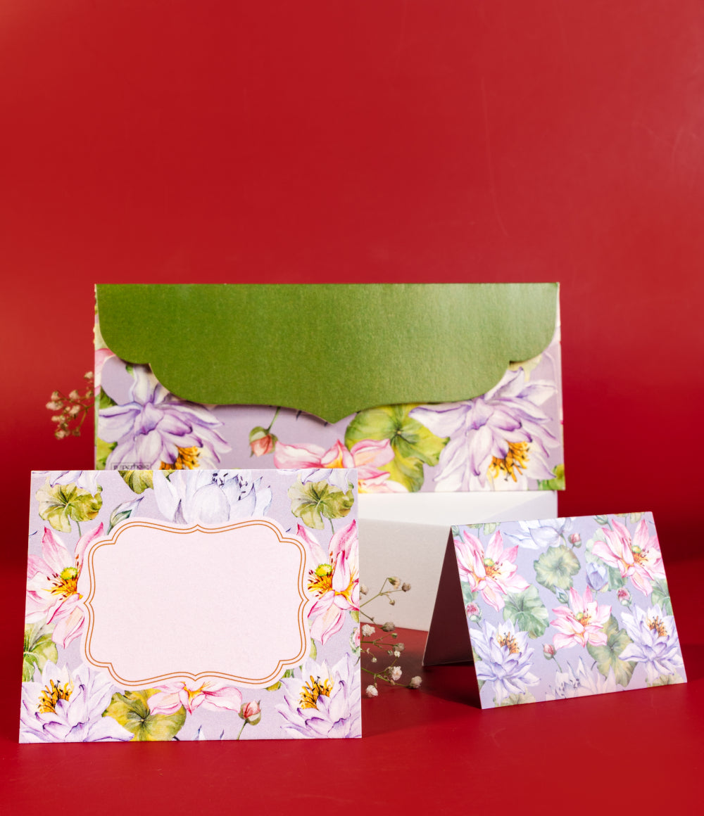 Purple Lotus Design Envelope & Tag Combo