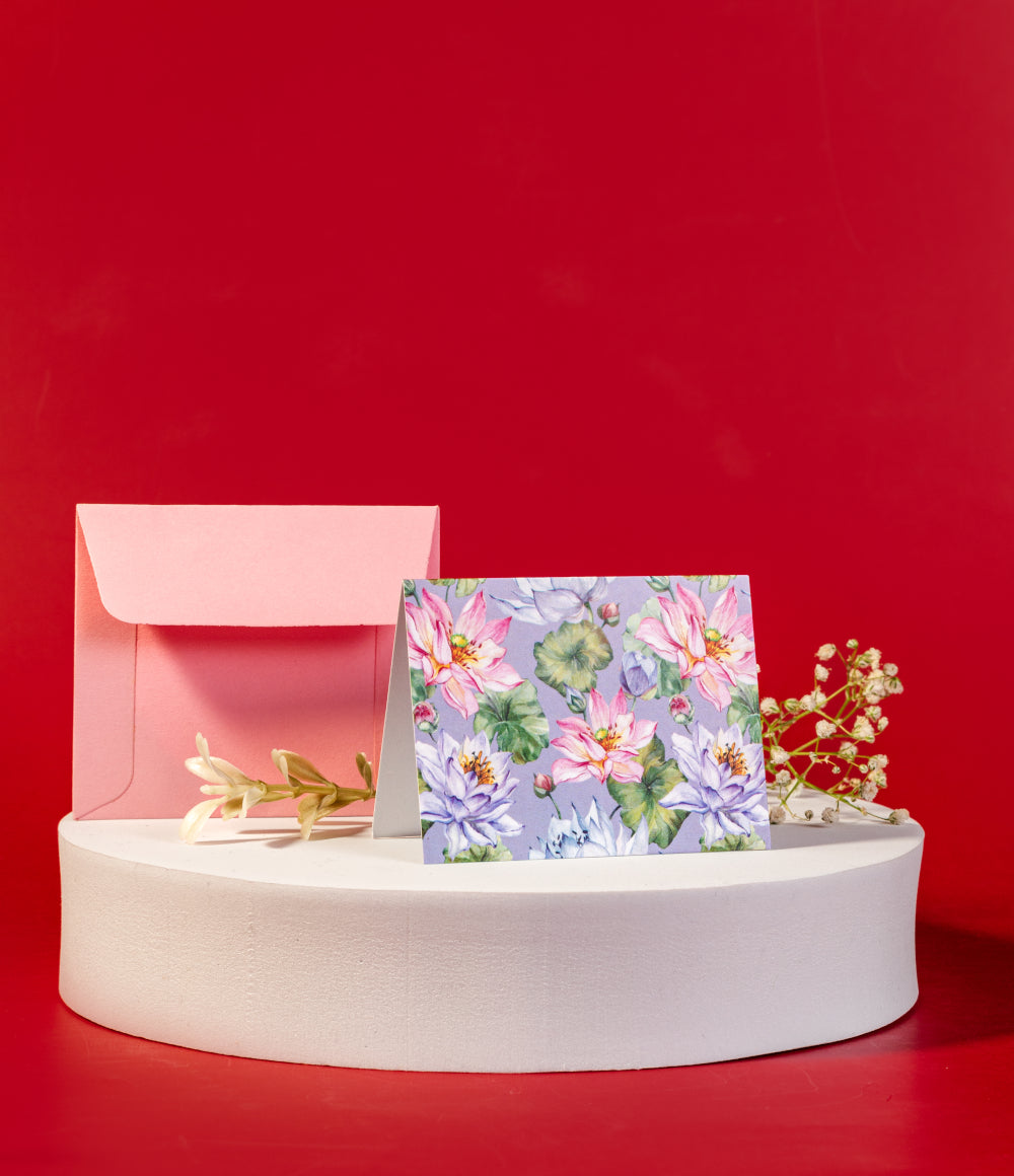 Purple Lotus Design Folded Gift Tags