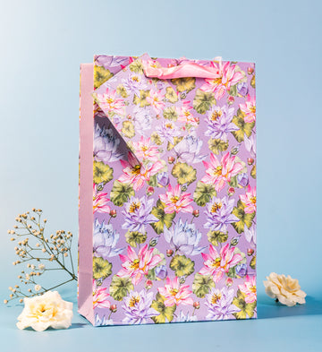 Purple Lotus Design Gift Bags Small