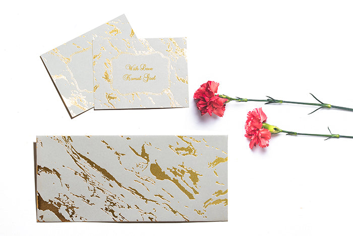 Marble Theme Personalized Gold Foiled Envelope & Flat Tag Combo