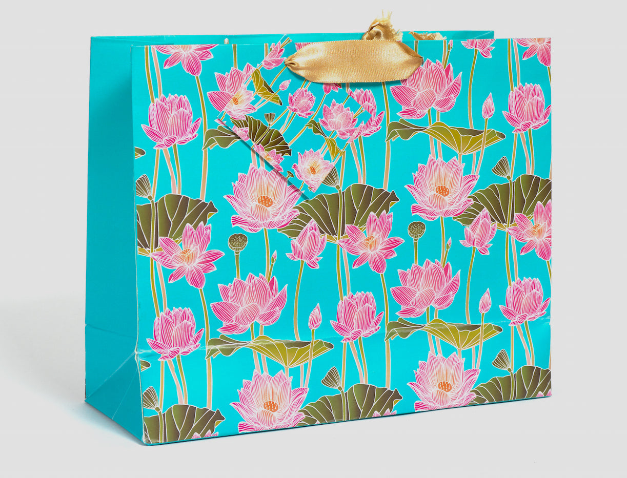 Blue Lotus Design Gift Bag Medium