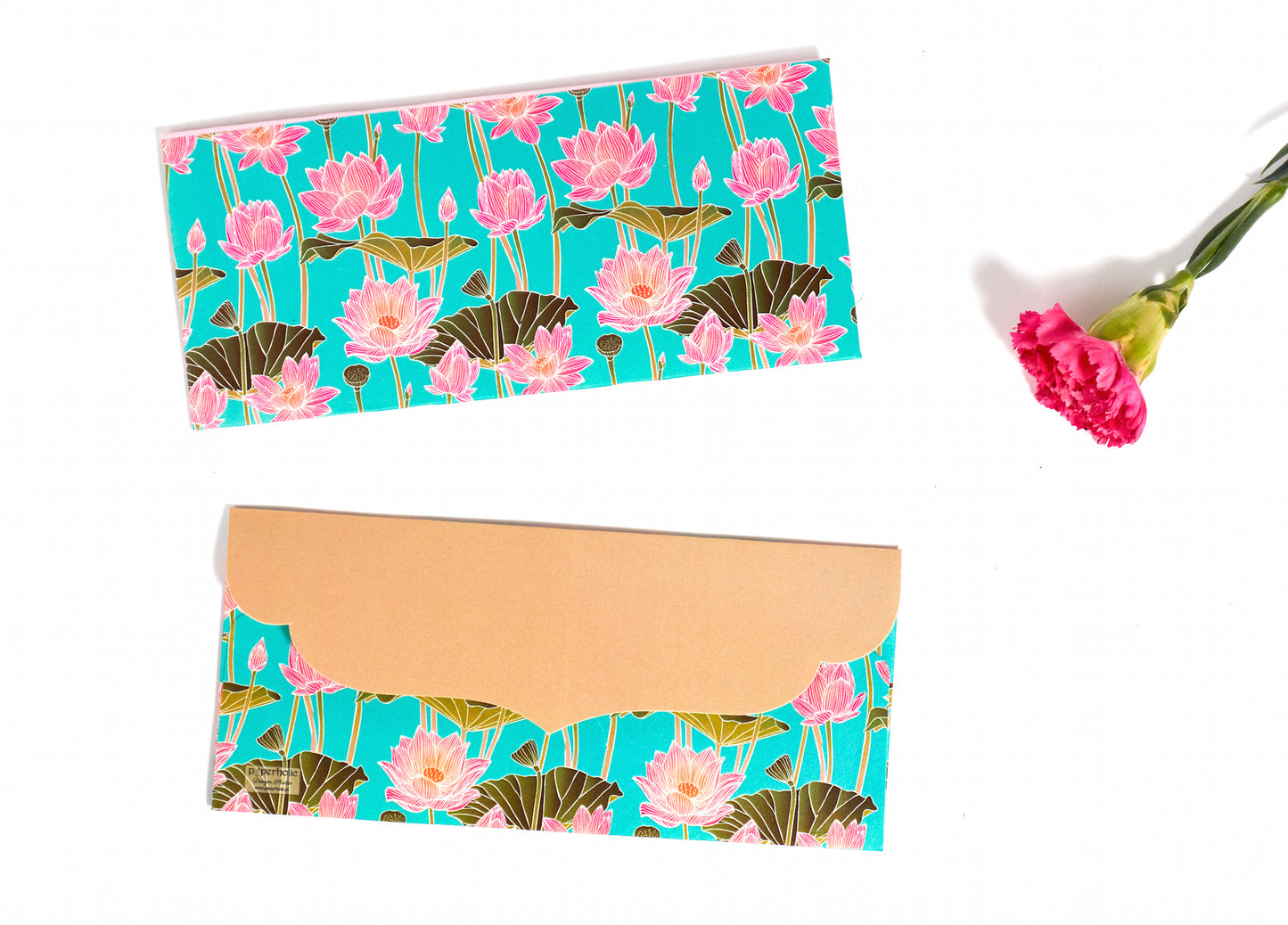 Lotus Design Money/Shagun Envelopes With Golden Flap