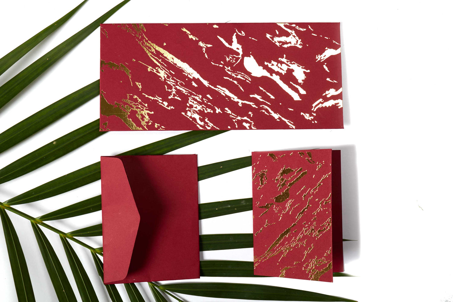 Marble Theme Personalized Gold Foiled Envelope & Folded Tag Combo