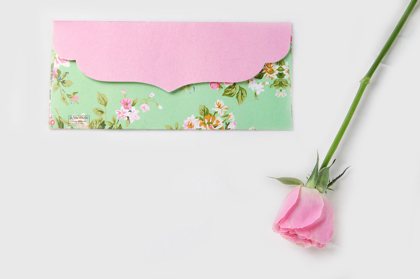 Mint Green Floral Design Money/Shagun Envelopes