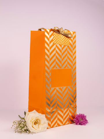 Chevron Theme Wine/Bottle Bags-Orange