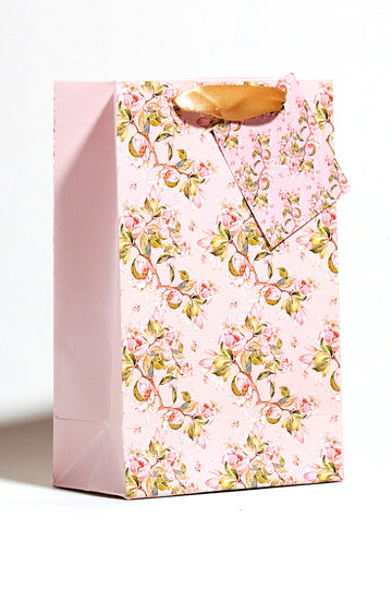 Peach Floral Design Gift Bags Small