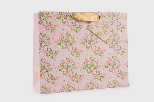 Peach Floral Design Gift Bag Medium