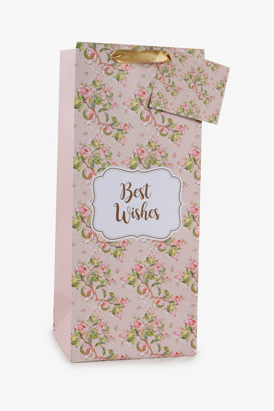 Peach Floral Design Wine/Bottle Bags