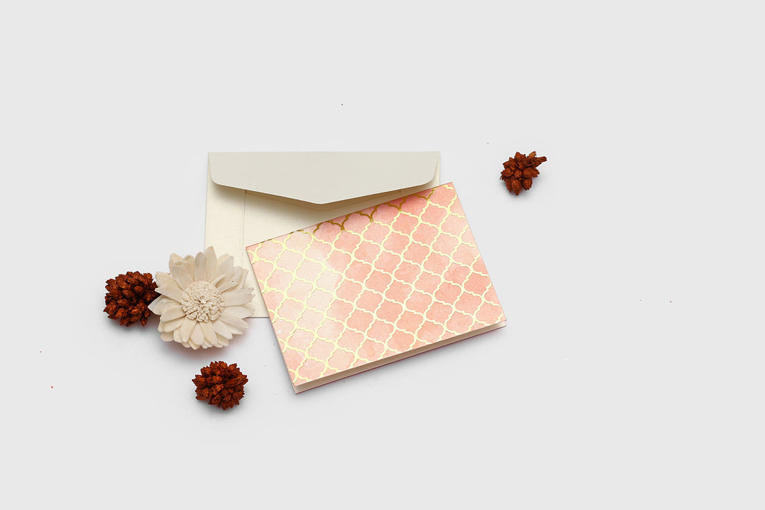 Watercolor Moroccan Theme Gold Foiled Folded Gift Tags