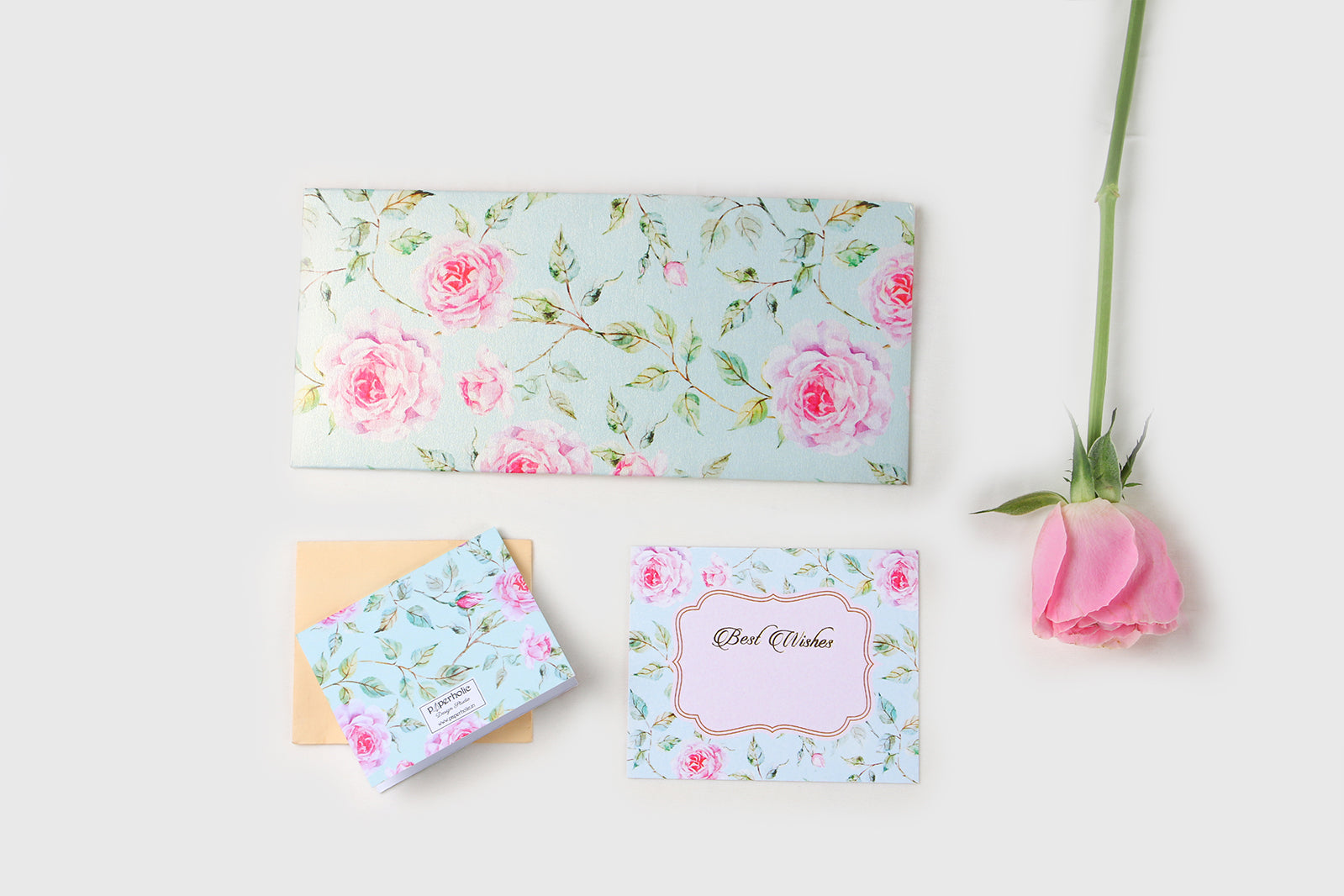 Powder Blue Floral Design Envelope & Tag Combo – Paperholic Design Studio