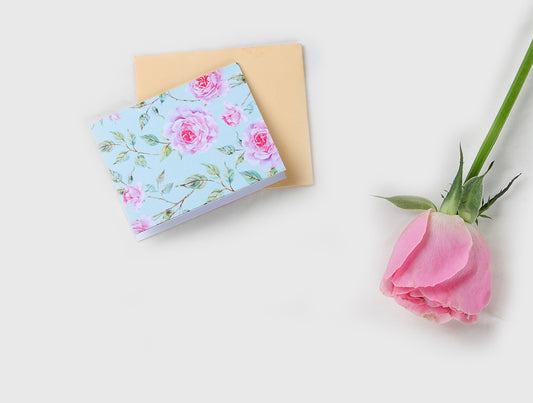 Powder Blue Floral Design Folded Gift Tags