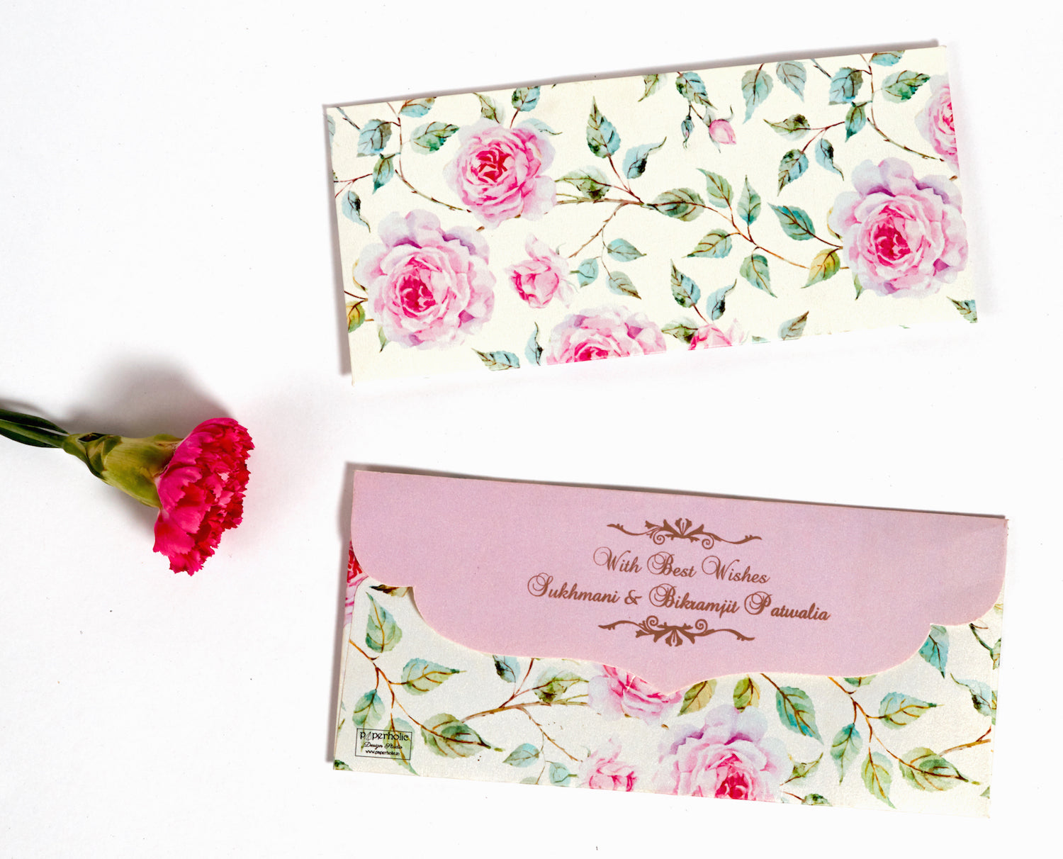 Powder White Floral Design Money/Shagun Envelopes – Paperholic Design ...