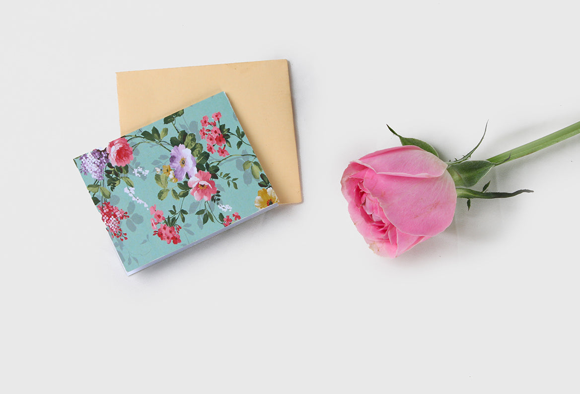 Sea Green Floral Design Folded Gift Tags