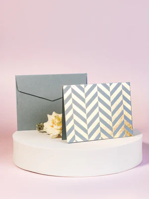 Chevron Theme Gold Foiled Folded Gift Tags-Grey